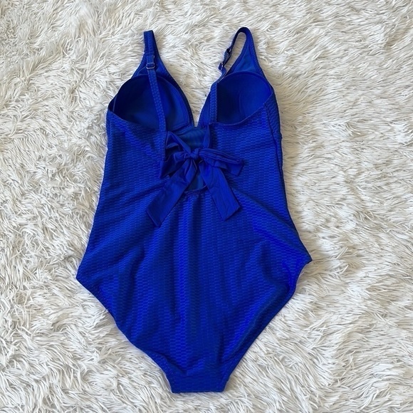 New J By Jasper Conran Plunge Neck back tie Swimsuit in cobalt blue size 14 - Picture 8 of 12
